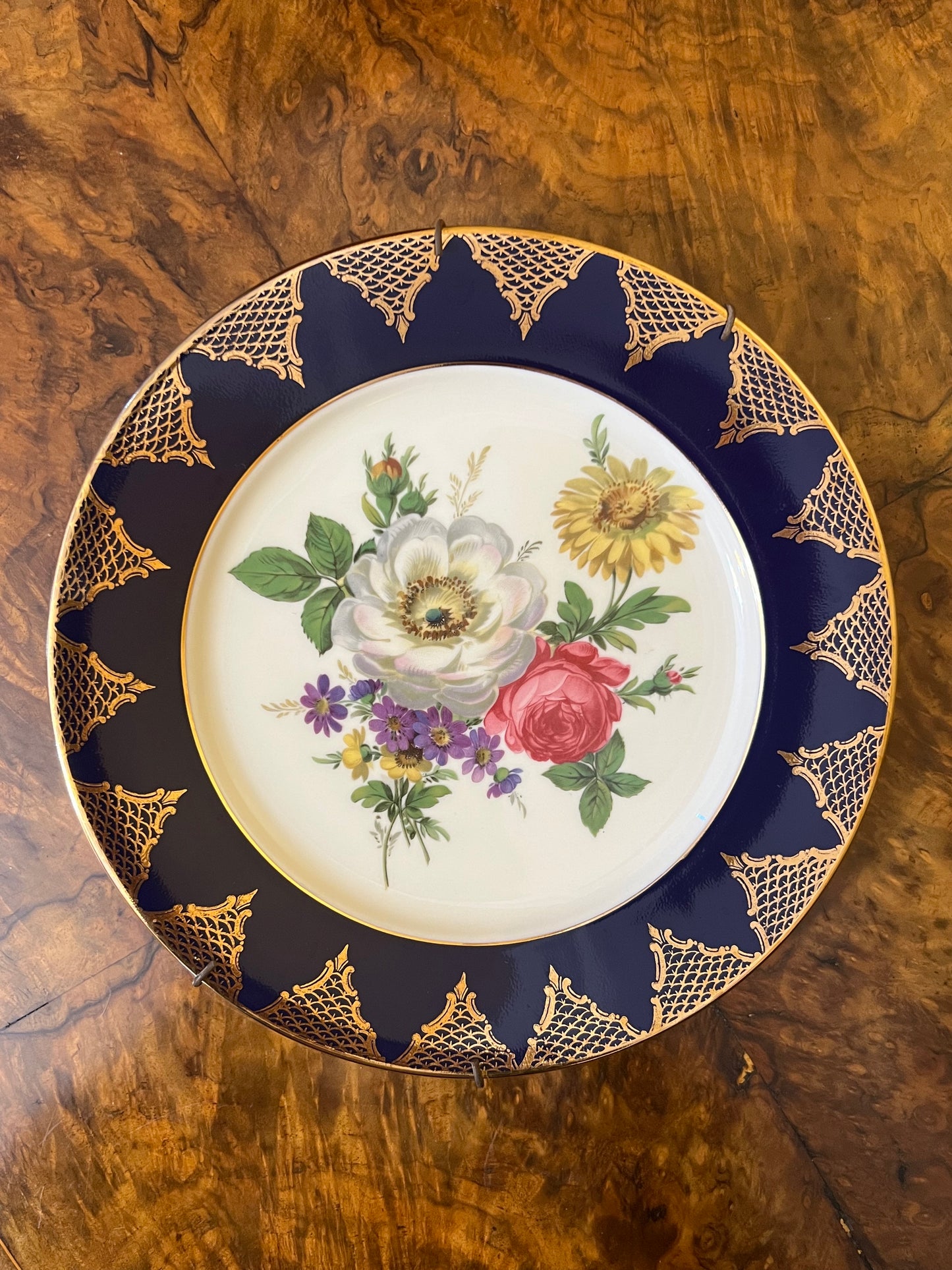 Gloria Bavaria Bayreuth Floral Cobalt Gold Plate