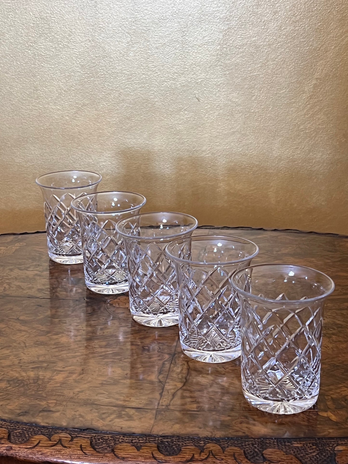 Vintage Crystal Cut Glasses Set Of Five