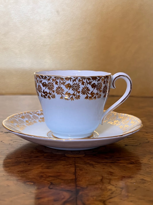 Vintage Royal Adderley Gold Floral Coffee Cup & Saucer