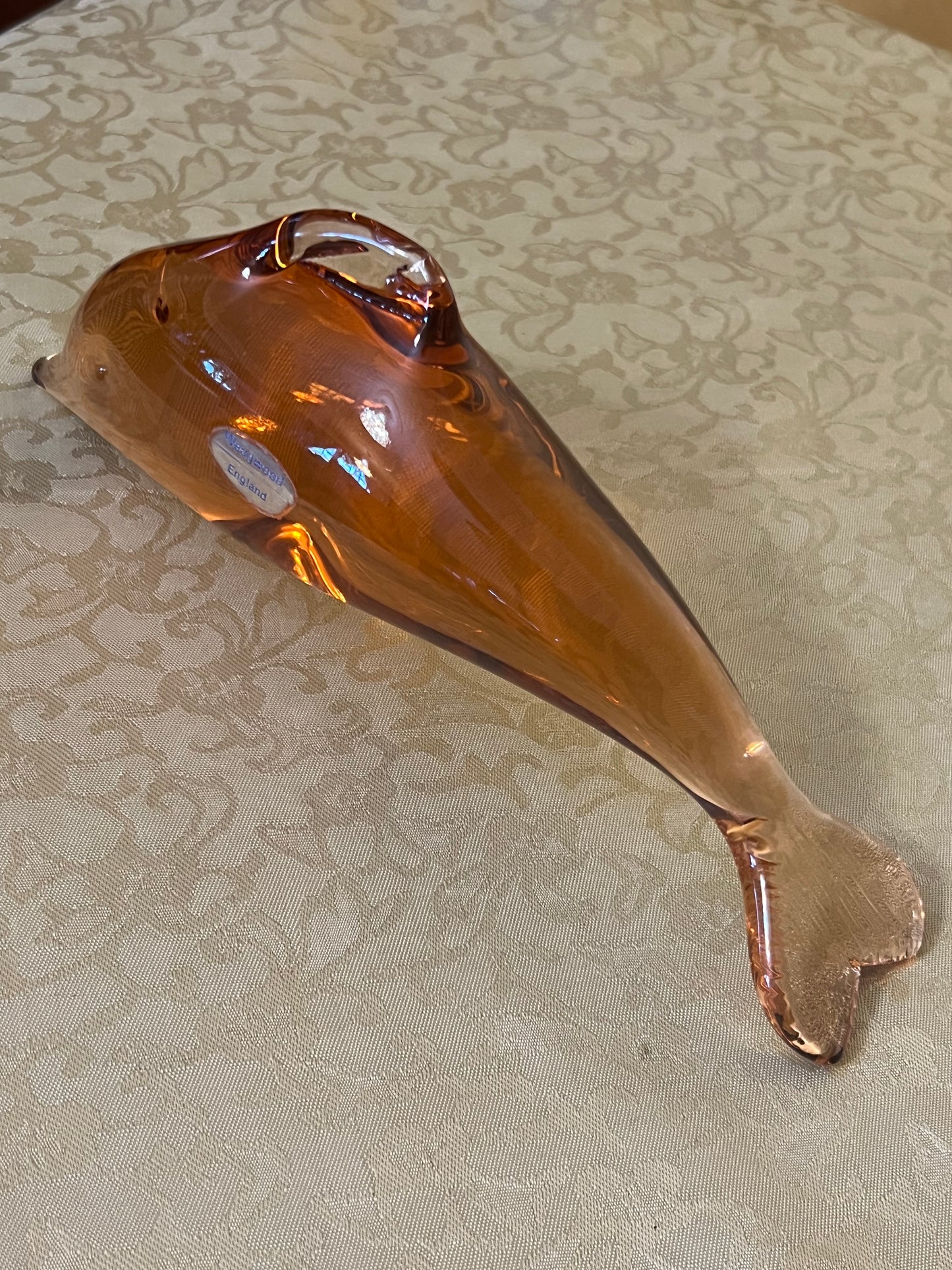 Vintage Wedgwood Amber Art Glass Dolphin