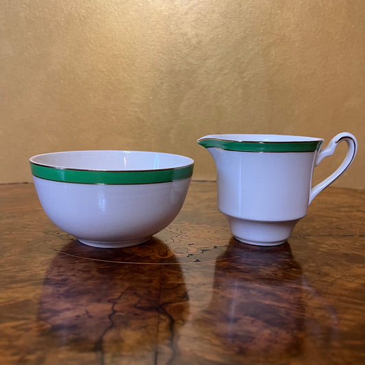 Vintage Alfred Meakin Green Border Milk & Sugar Set