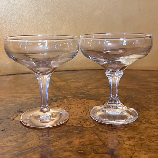 Vintage Glass Champagne Glasses Pair