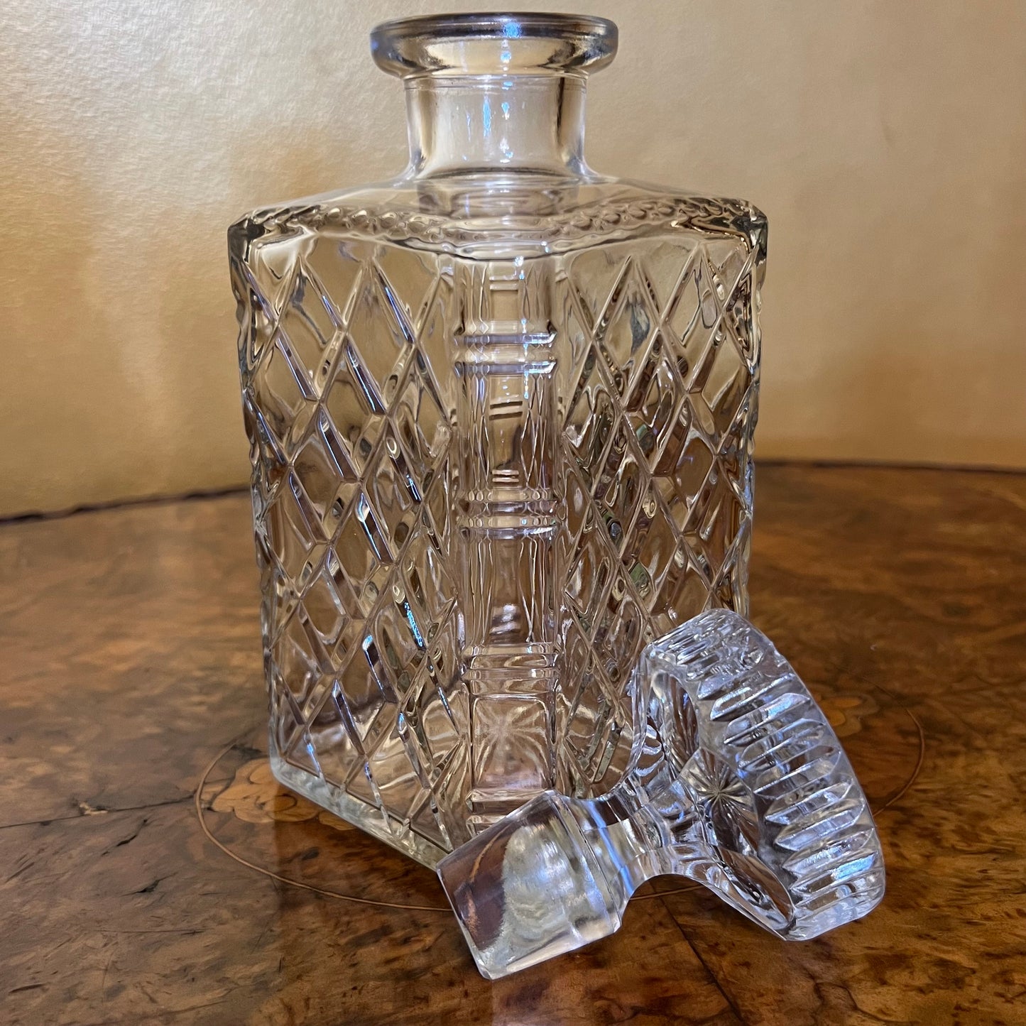 Vintage Crystal Decanter Chip To Top Of Stopper