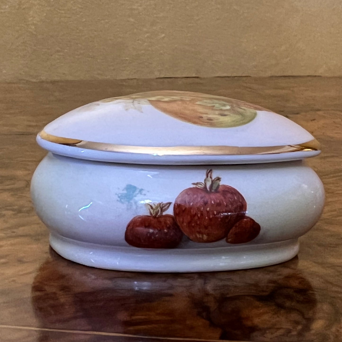 Royal Worcester Palissy Royale Collection Fruit Apples Heart Jar