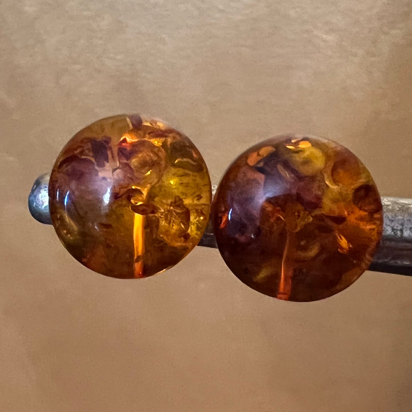 Vintage Costume Amber Like Earrings