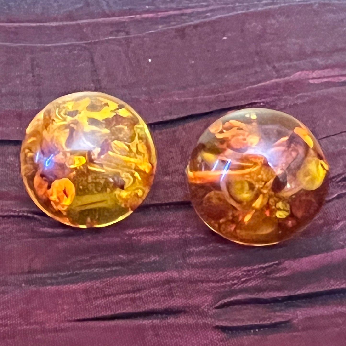 Vintage Costume Amber Like Earrings