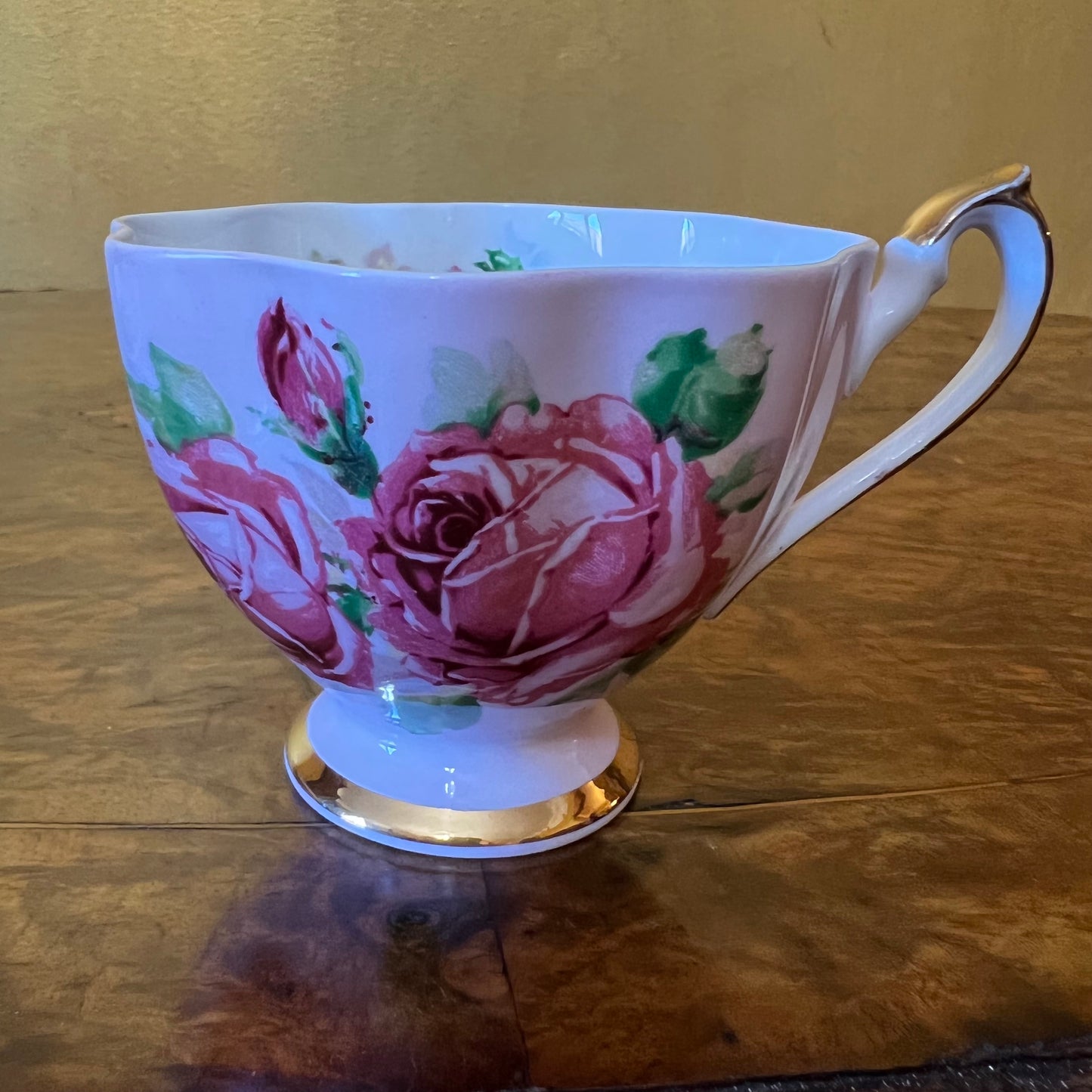 Vintage Queen Anne Rose Print Tea Cup Trio Set