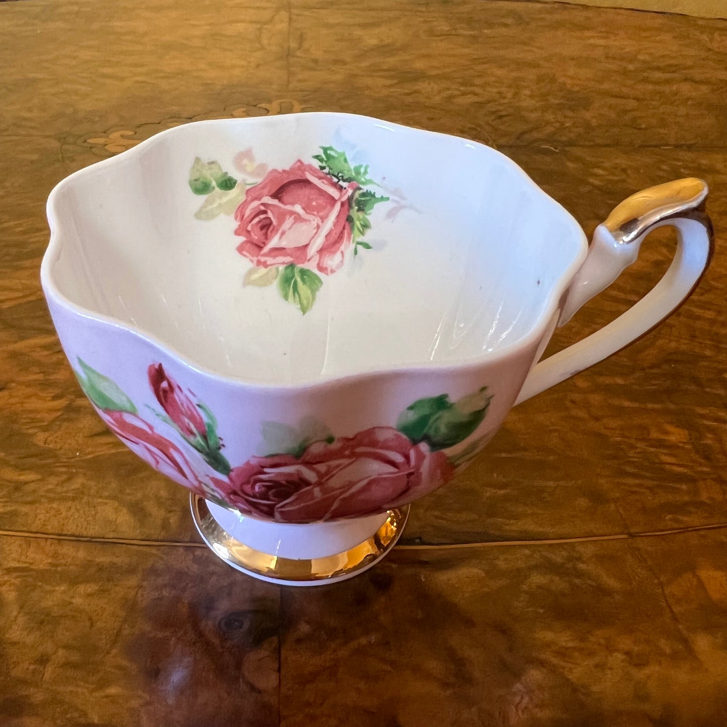 Vintage Queen Anne Rose Print Tea Cup Trio Set