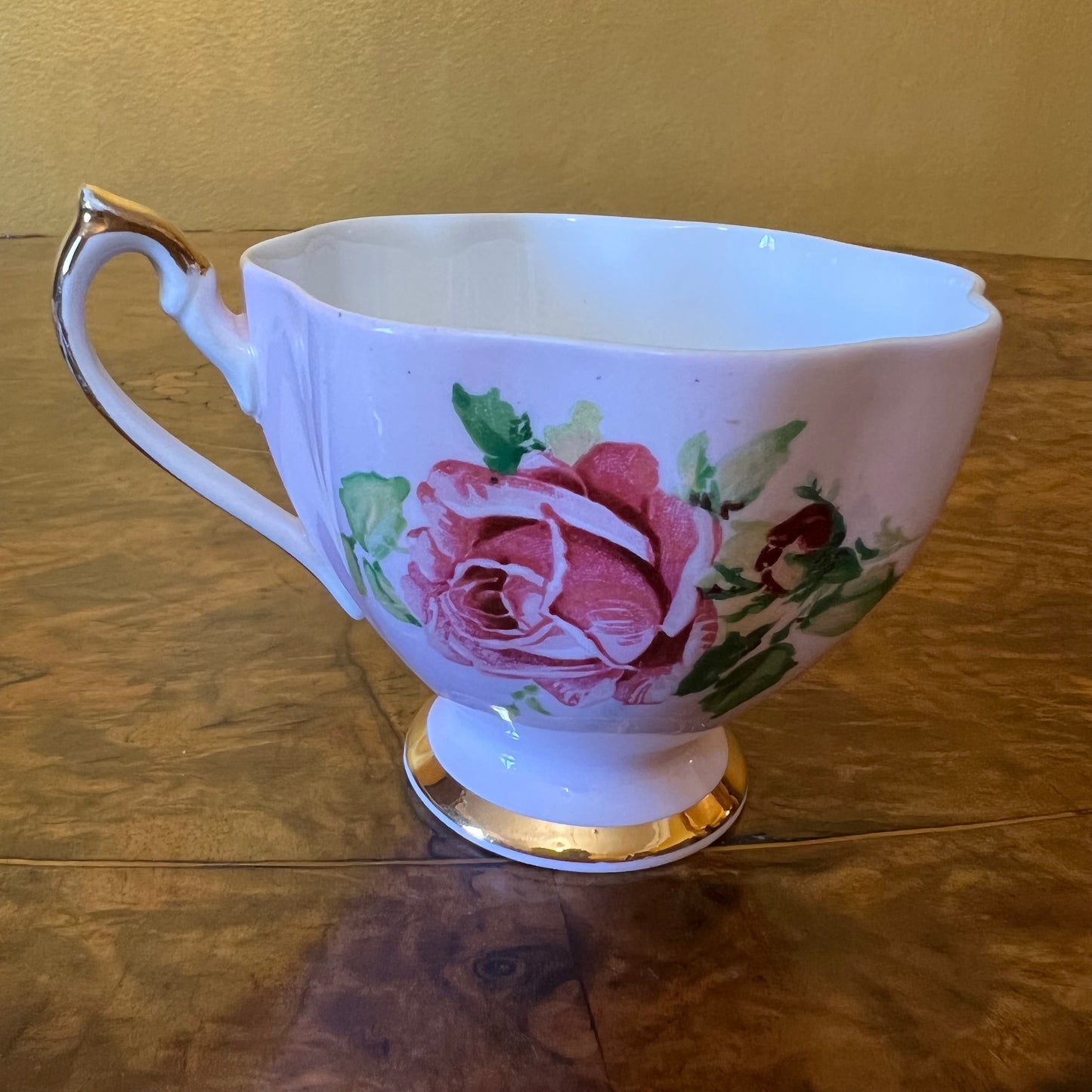 Vintage Queen Anne Rose Print Tea Cup Trio Set