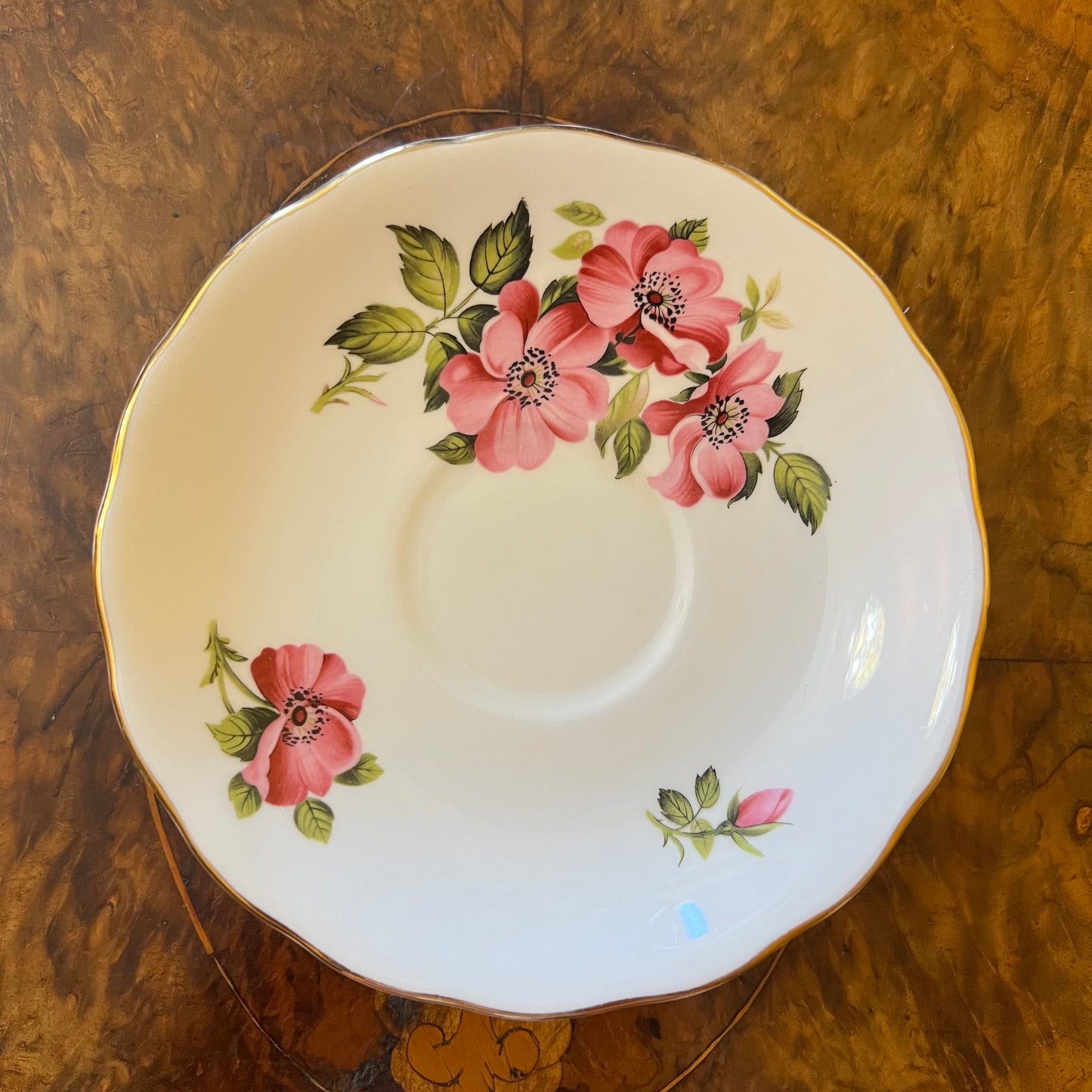 Royal Vale Pink Floral Tea Cup Trio Set