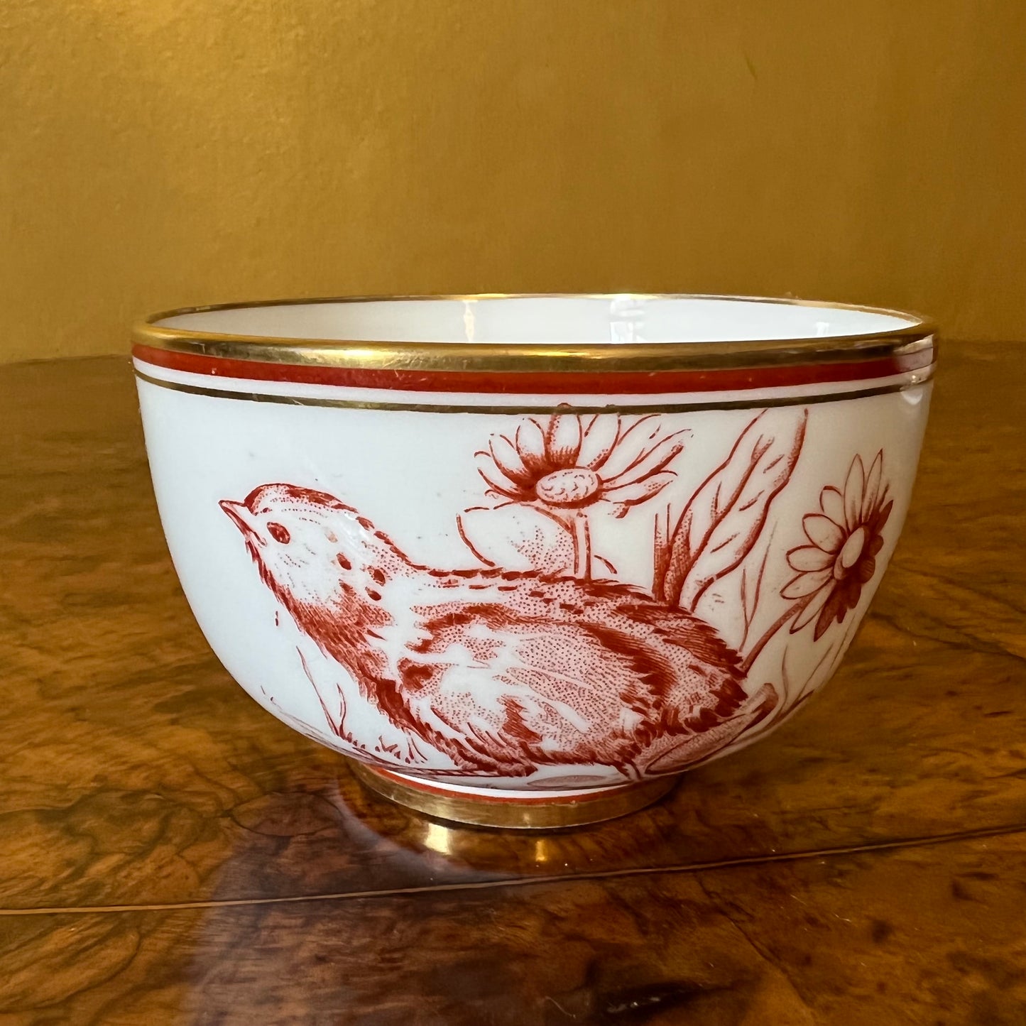 Victorian Red and Gilt Chick Tea Cup Trios Set Of Four