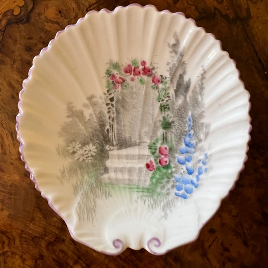 Vintage Shelley Shell Shape Archway & Rose Dish