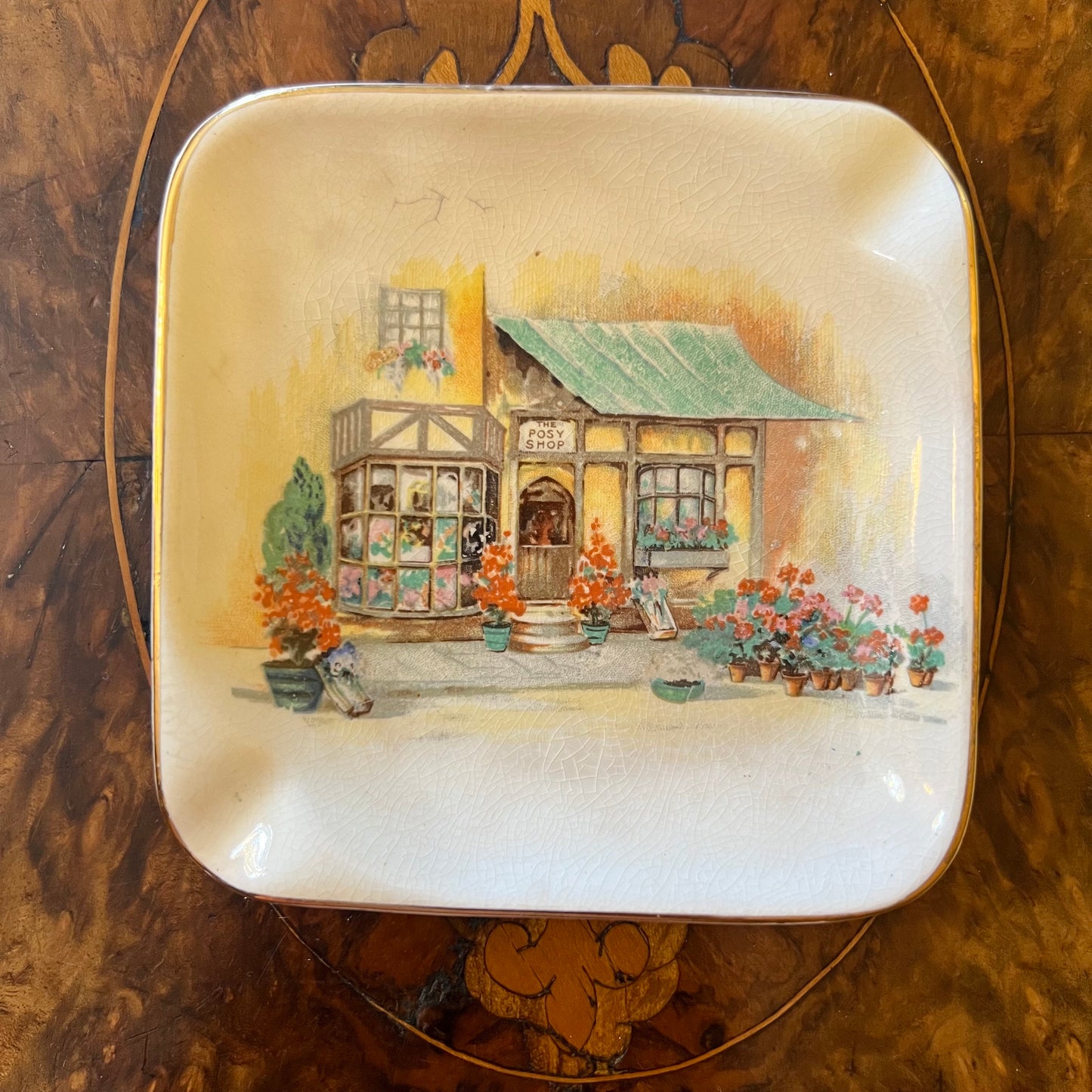 Vintage Lancasters Hanley The Posy Shop Square Trinket Dish