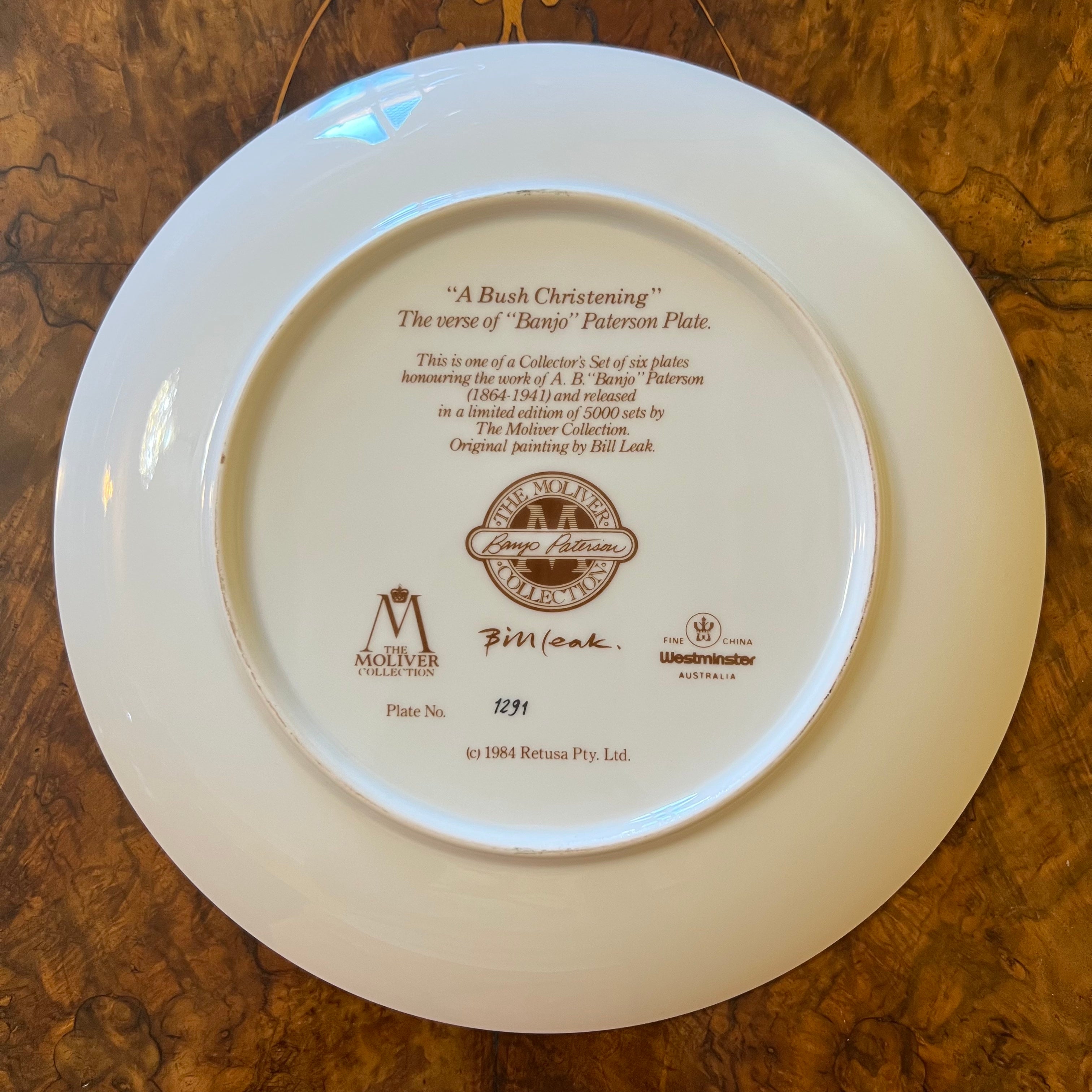 The Bush Christening Poem By A B Paterson Collector Plate – Antiques Yeah