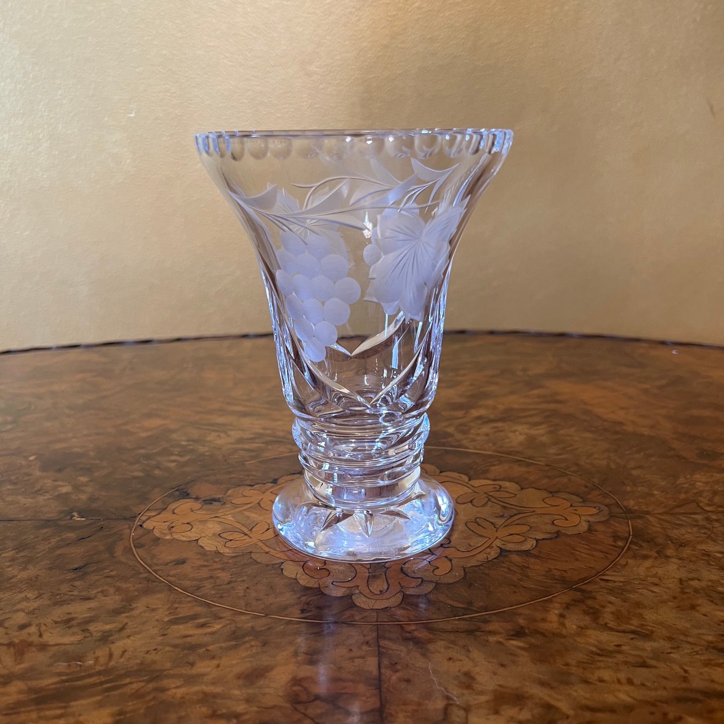 Vintage Crystal Etched Detail Vase