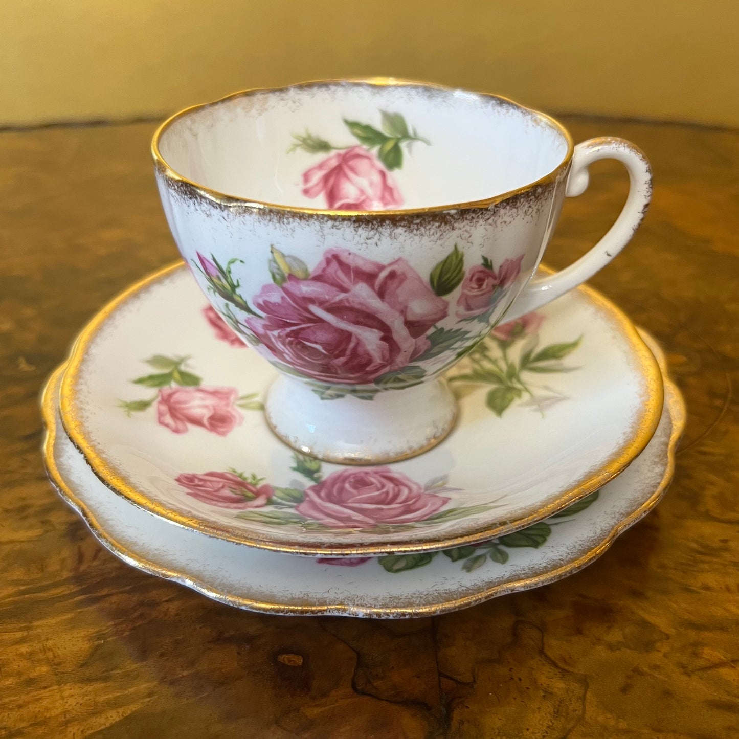 Vintage Royal Standard Orleans Rose Tea Cup Trio Set