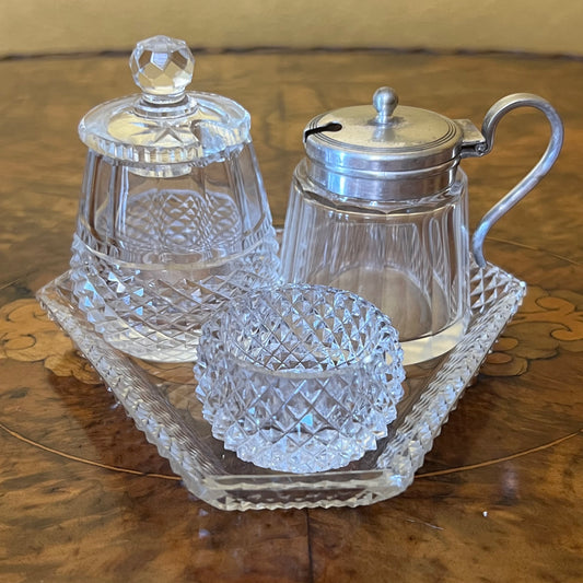 Vintage Four Piece Small Jar & Tray Set