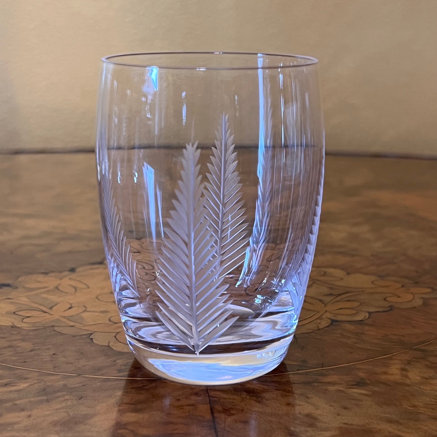 Stuart Crystal Etched Leaved Six Glass Tumblers