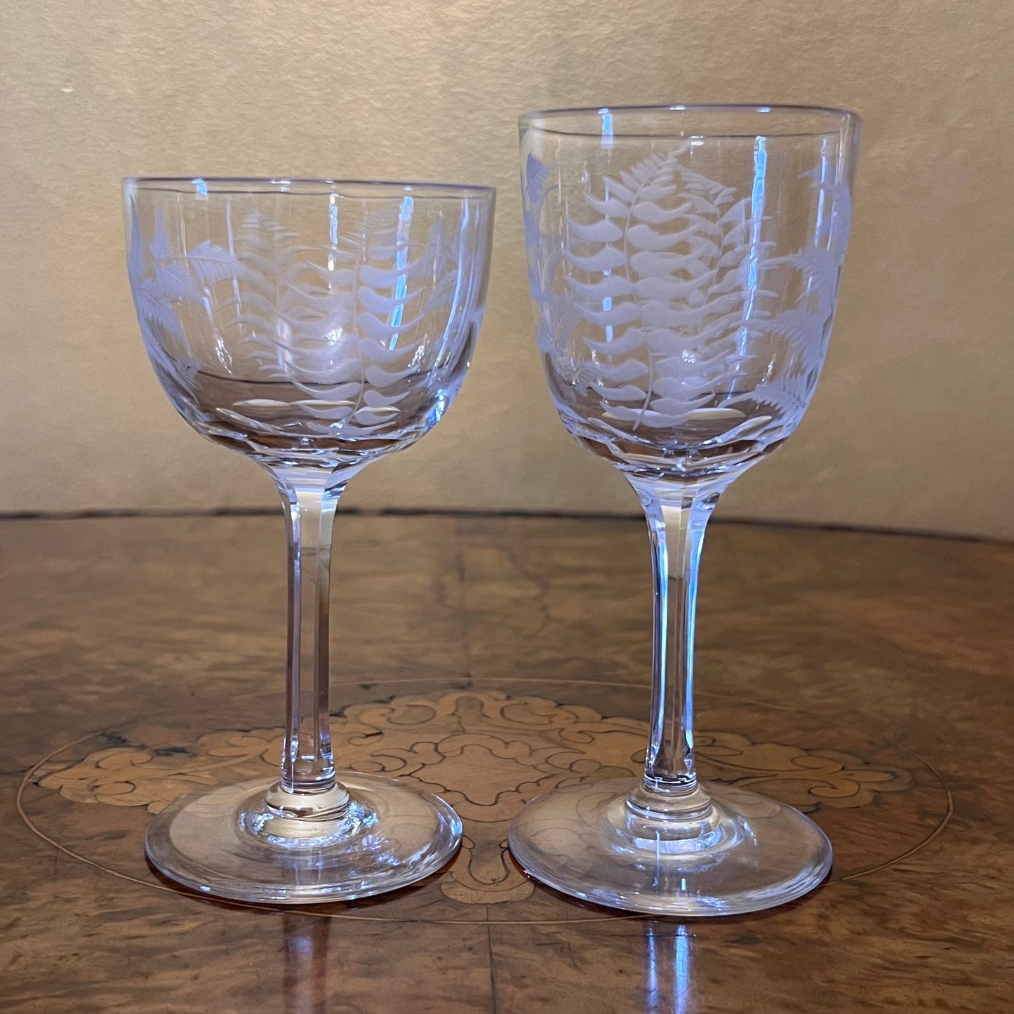 Vintage Crystal Etched Jug With Glasses