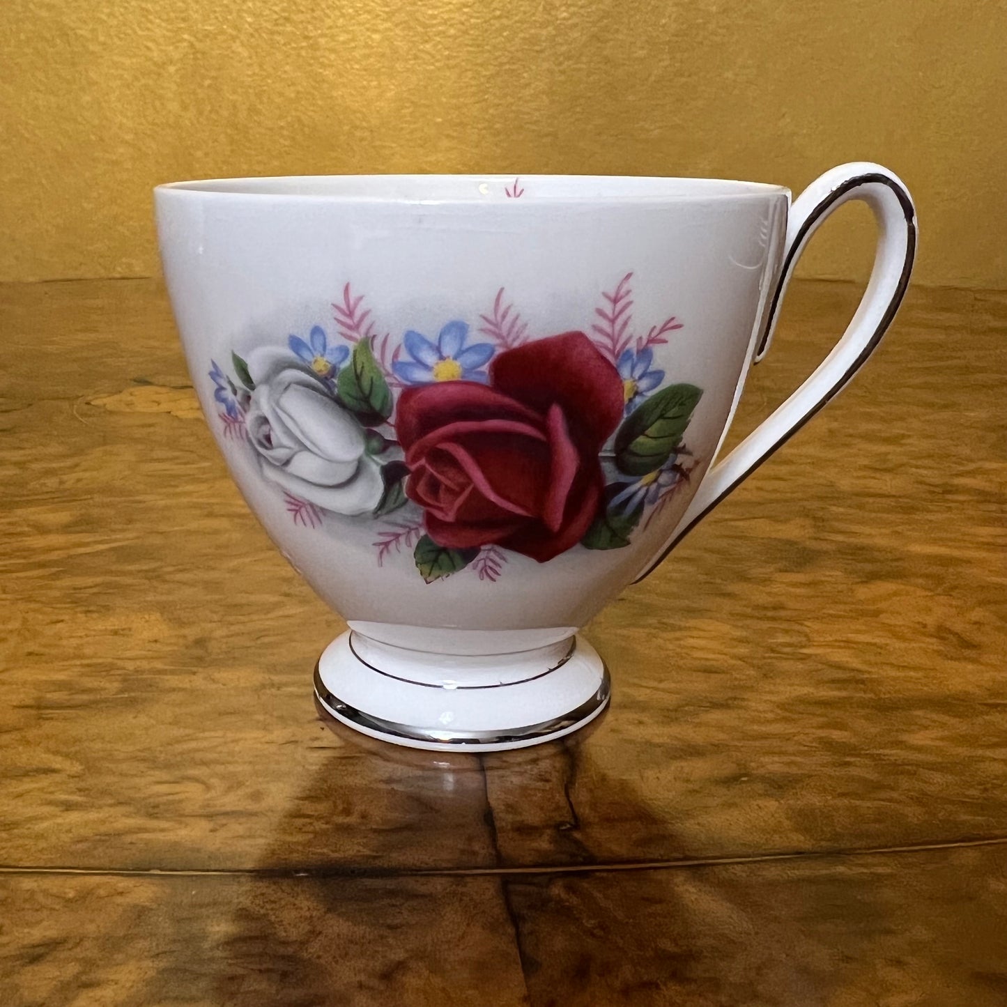 Vintage Queen Anne Black White Red Rose Coffee Set