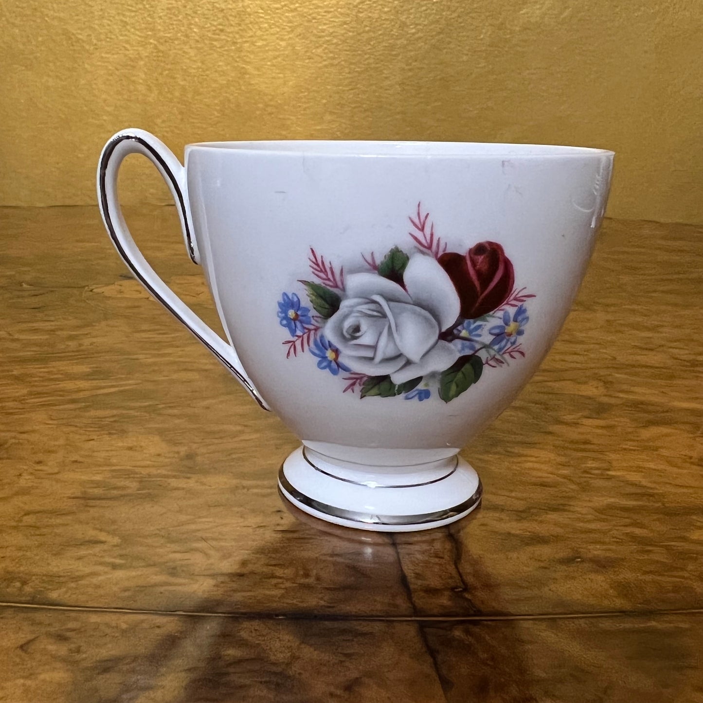 Vintage Queen Anne Black White Red Rose Coffee Set