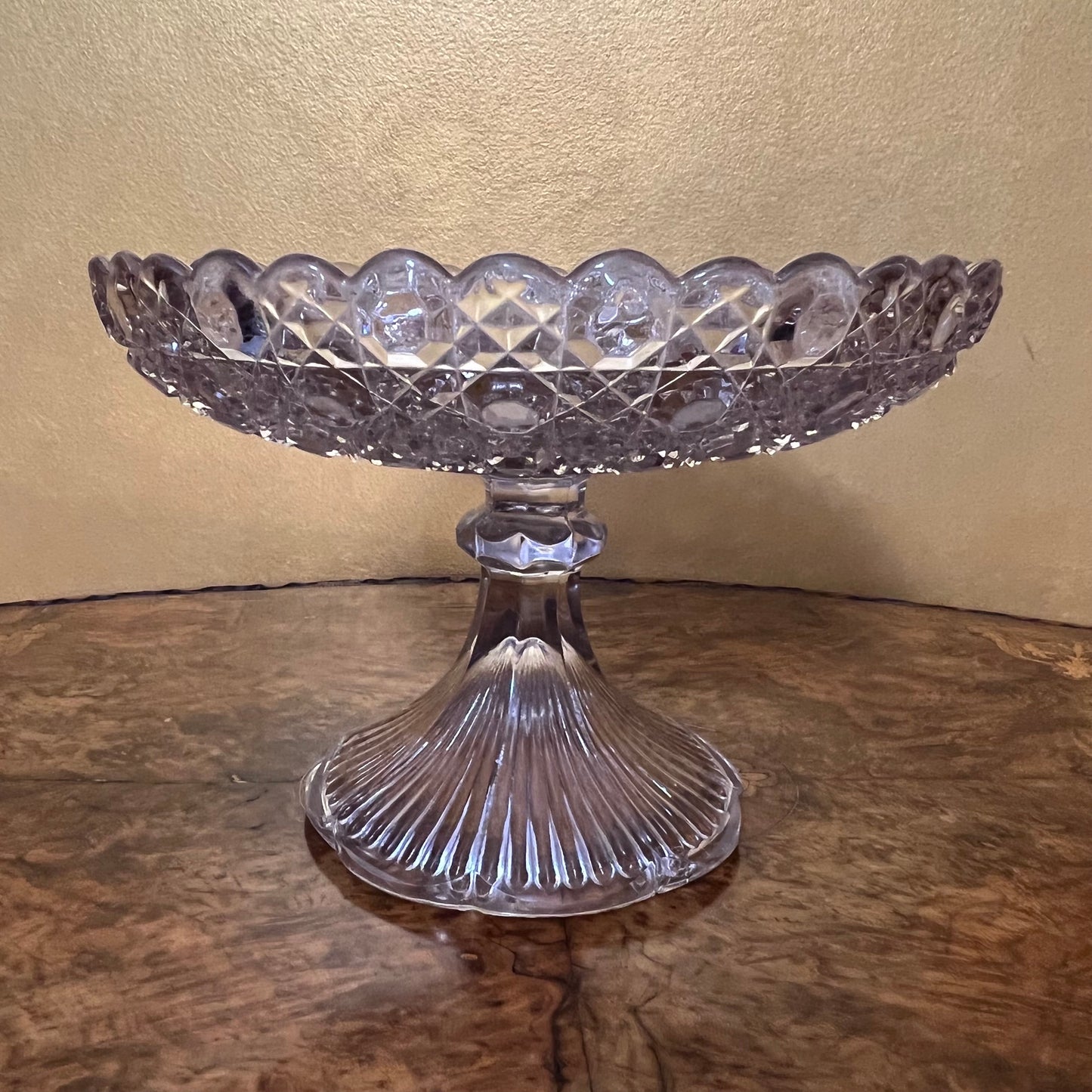 Antique Crystal Display Bowl With Stand