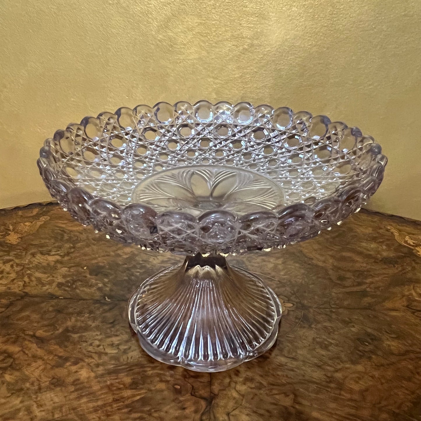 Antique Crystal Display Bowl With Stand