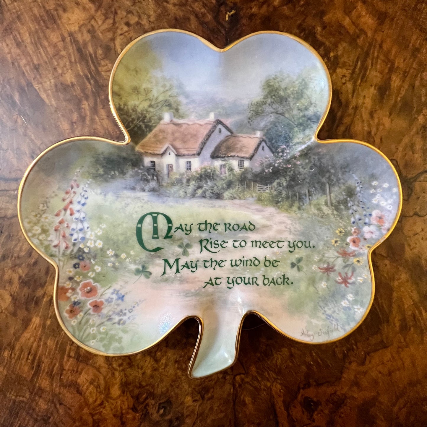 The Franklin Mint Irish Blessing Clover Display Plate