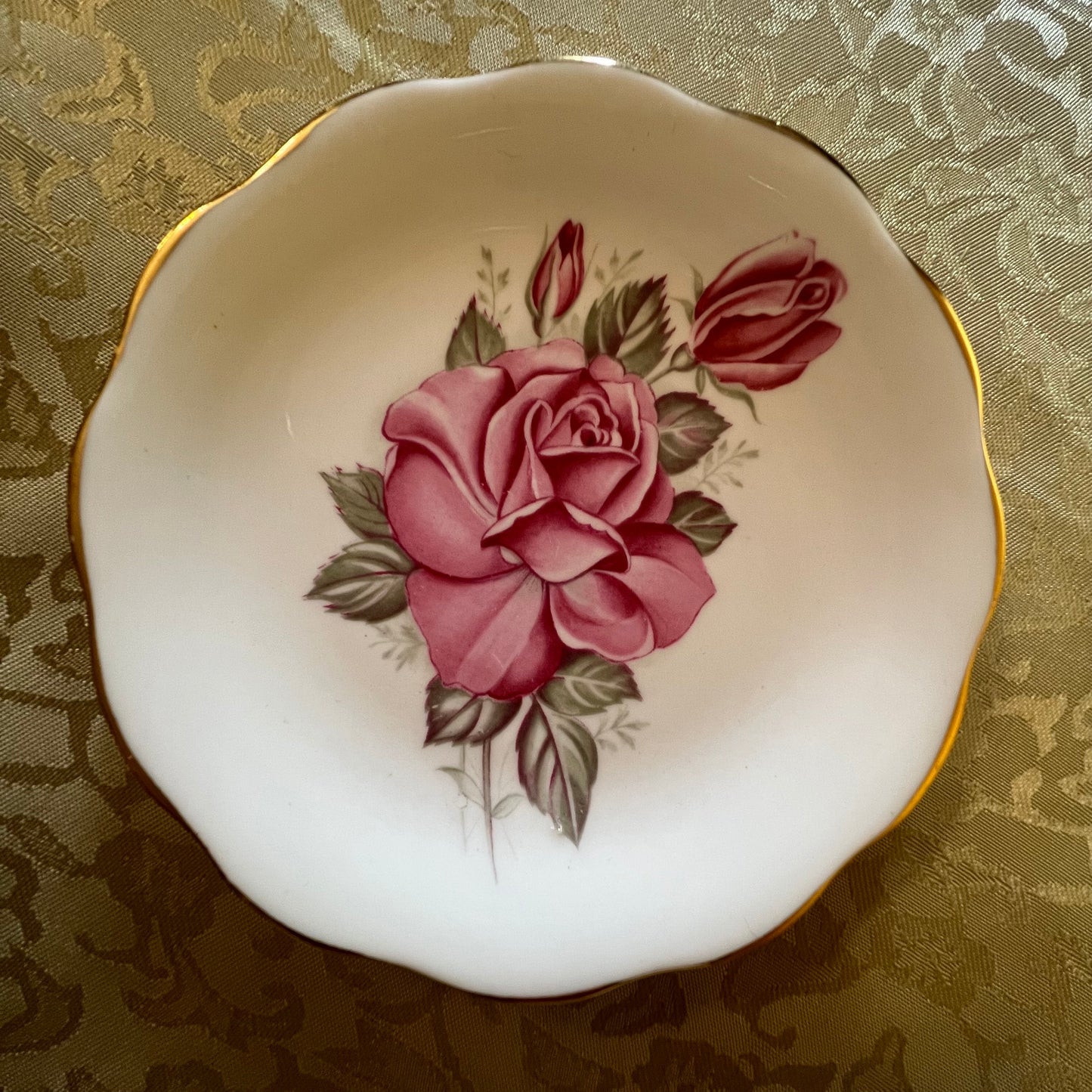 Crown Luton Pink Rose Small Dish Plate