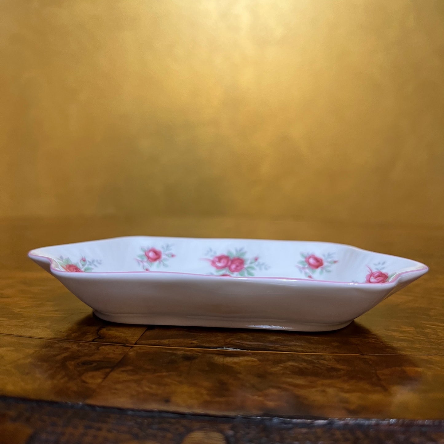 Vintage Crown Staffordshire Sweetheart Rose Trinket Trays