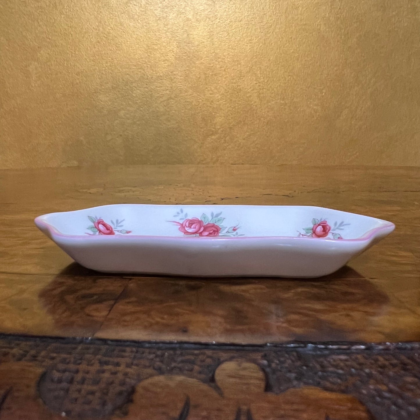 Vintage Crown Staffordshire Sweetheart Rose Trinket Trays