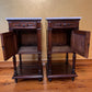 Antique French Oak 19th Century Marble Top Bedside Tables