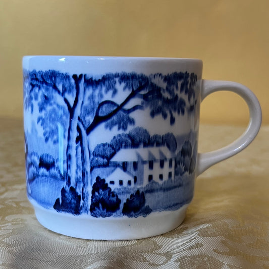 Vintage Blue White Print Mug