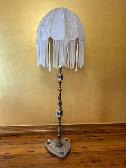 Vintage Italian Marble & Brass Floor Lamp