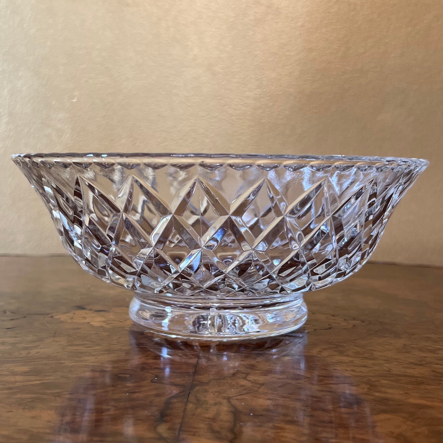 Vintage Glass Cut Salad Or Display Bowl