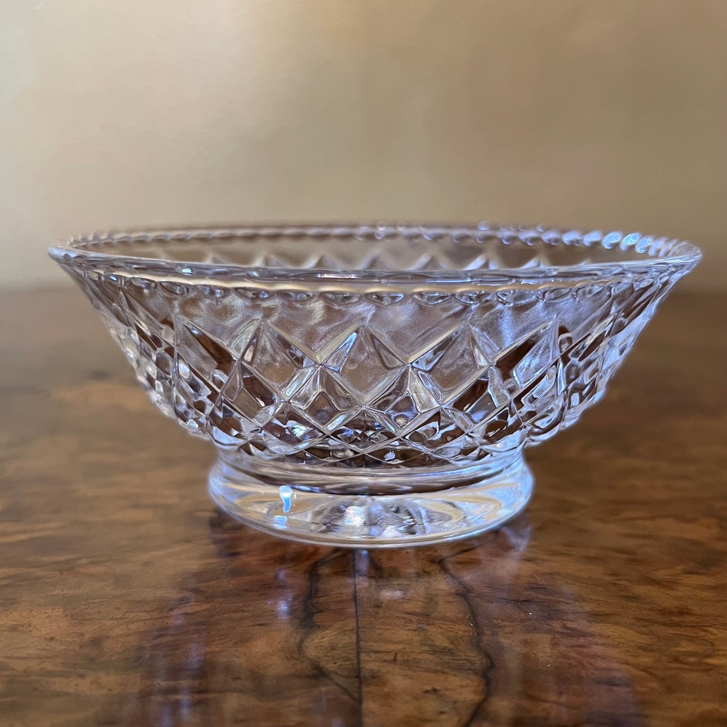 Vintage Glass Diamond Cut Design Desert Bowls Set Of Six