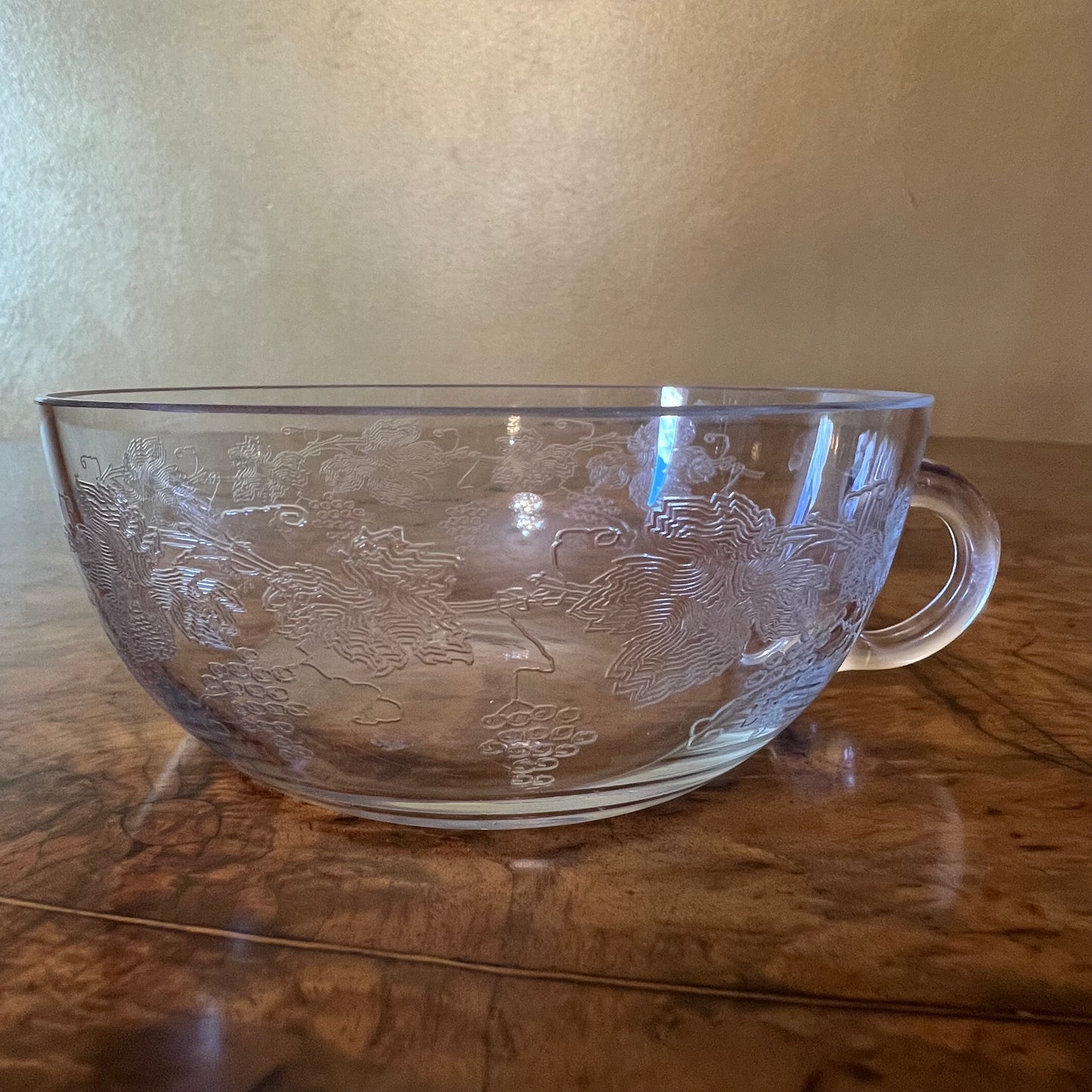 Vintage Etched Grapes Desert Cup