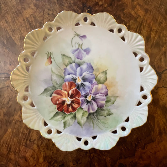 Vintage Hand Painted Floral Platter Plate