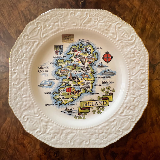 Vintage Ireland 24k Gold Travel Vacations Plate