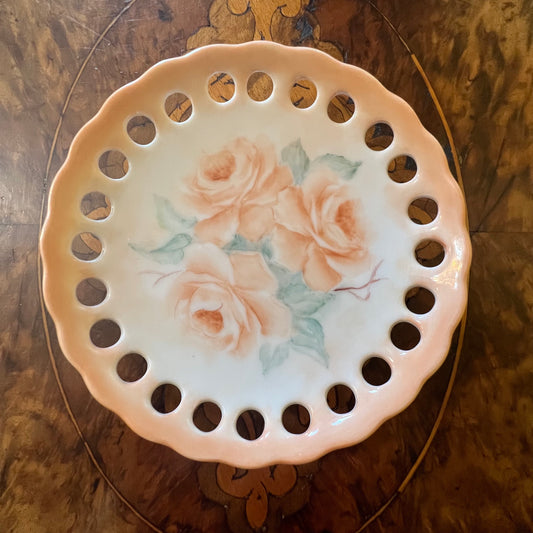 Hand Painted Apricot Floral Dish