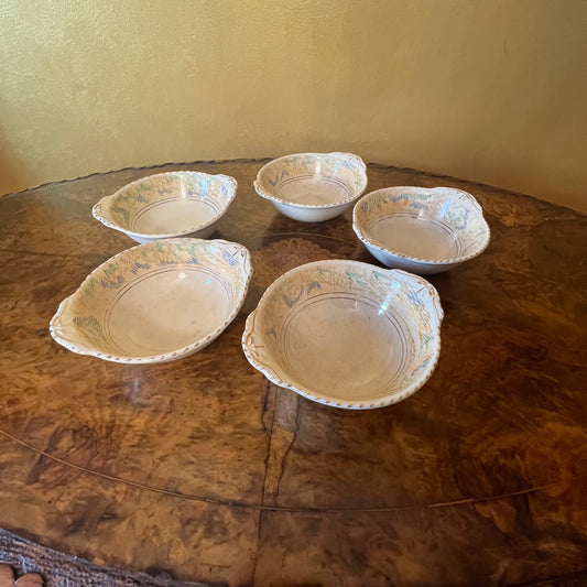 Vintage Burleigh Ware Tudor Bowls Set Of Five