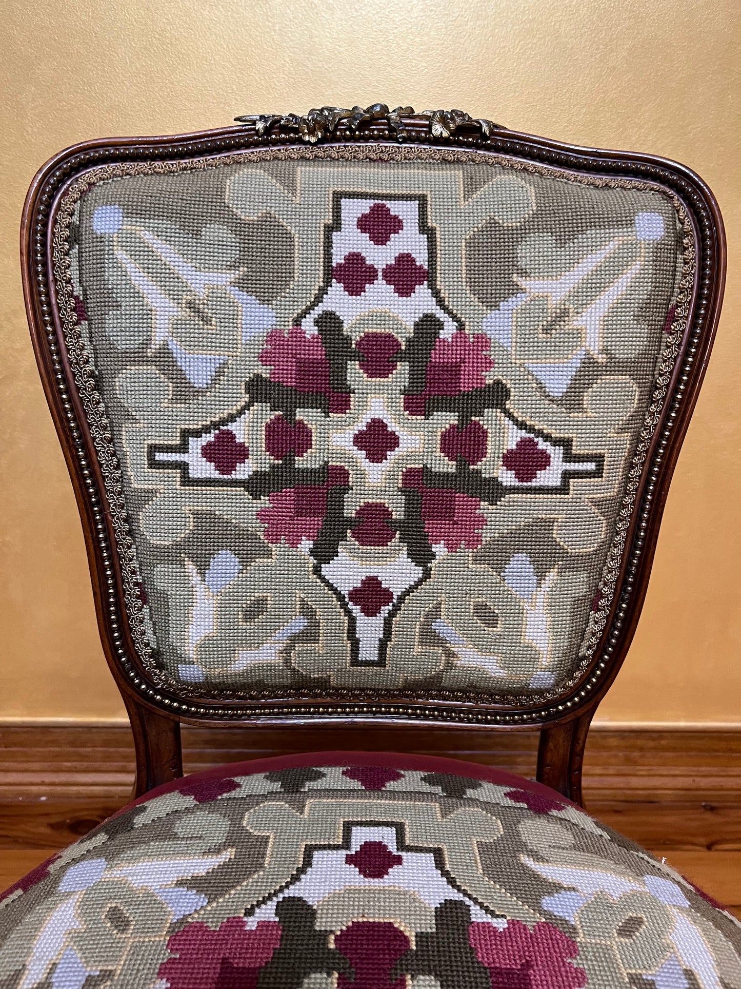 Antique English Tapestry Ladies Grandmother Parlour Chair