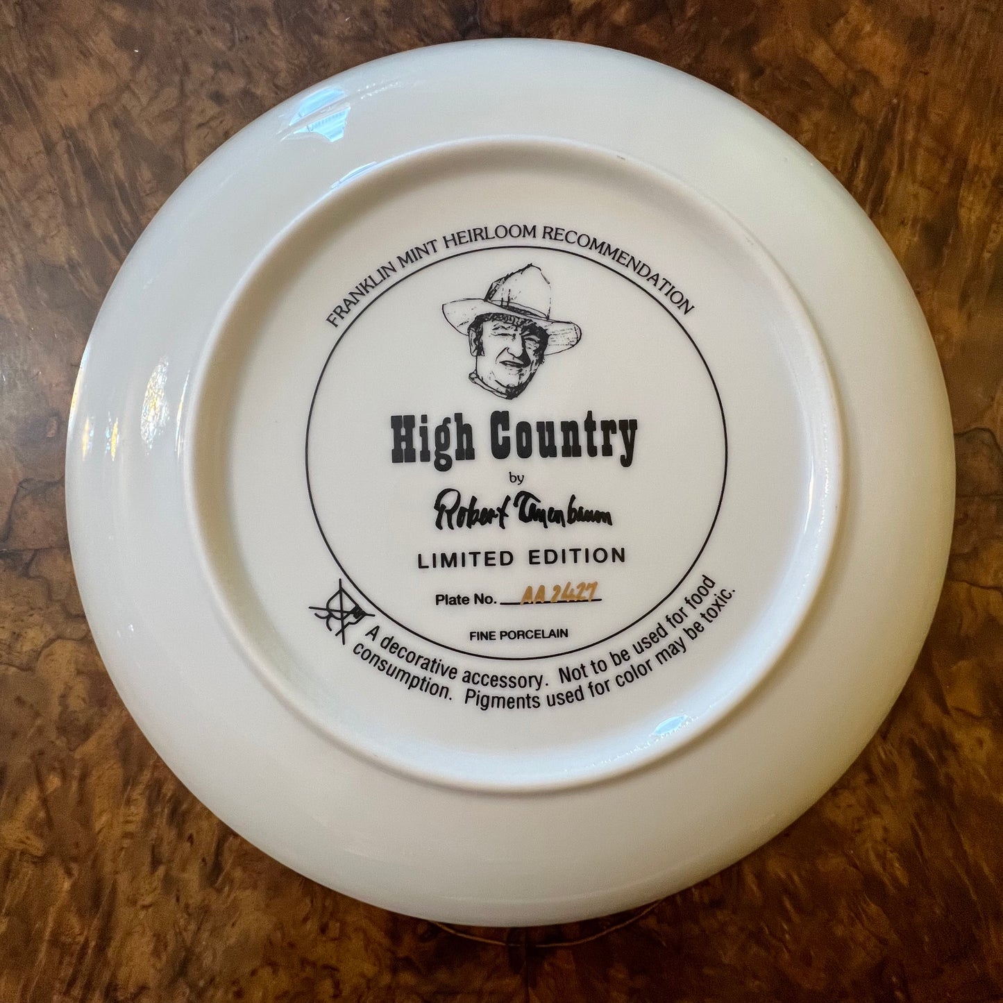 John Wayne High Country Collector Plate