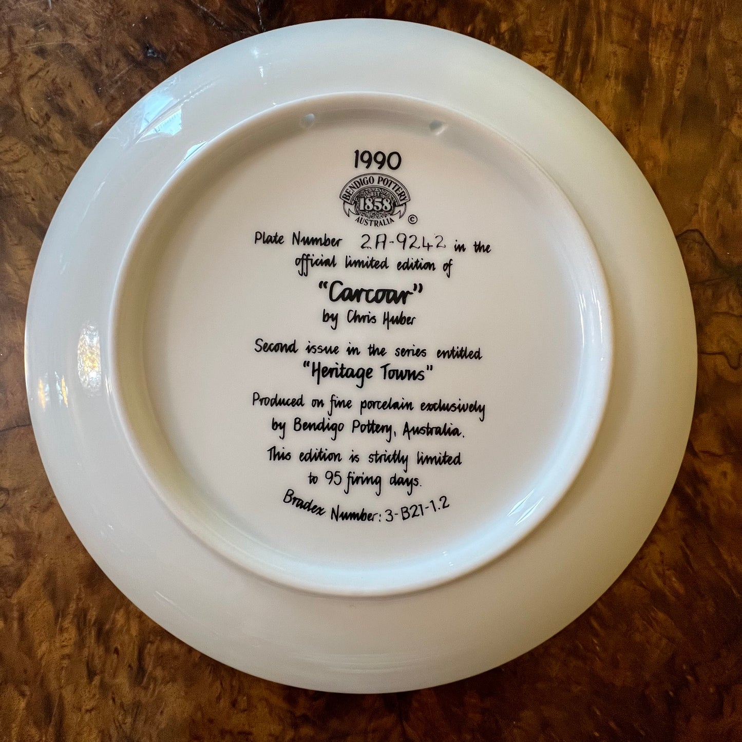 Bendigo Pottery Heritage Town Carcoar Collectors Plate