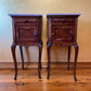 Antique French Louise XV Walnut Bed Side Tables Pairs