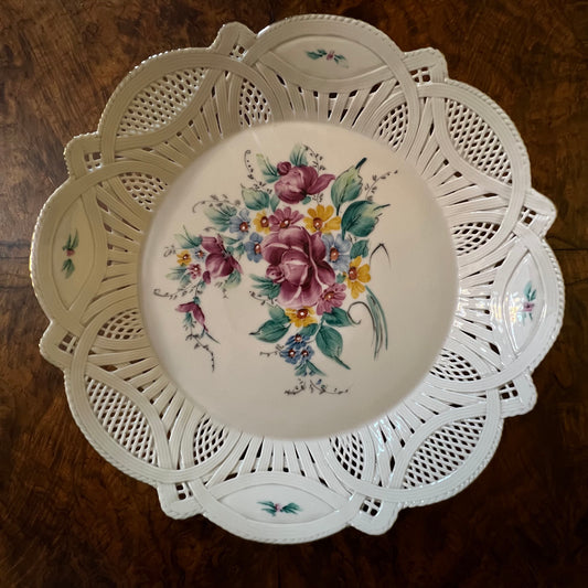 Vintage Ceramic Basket Weave Display Bowl