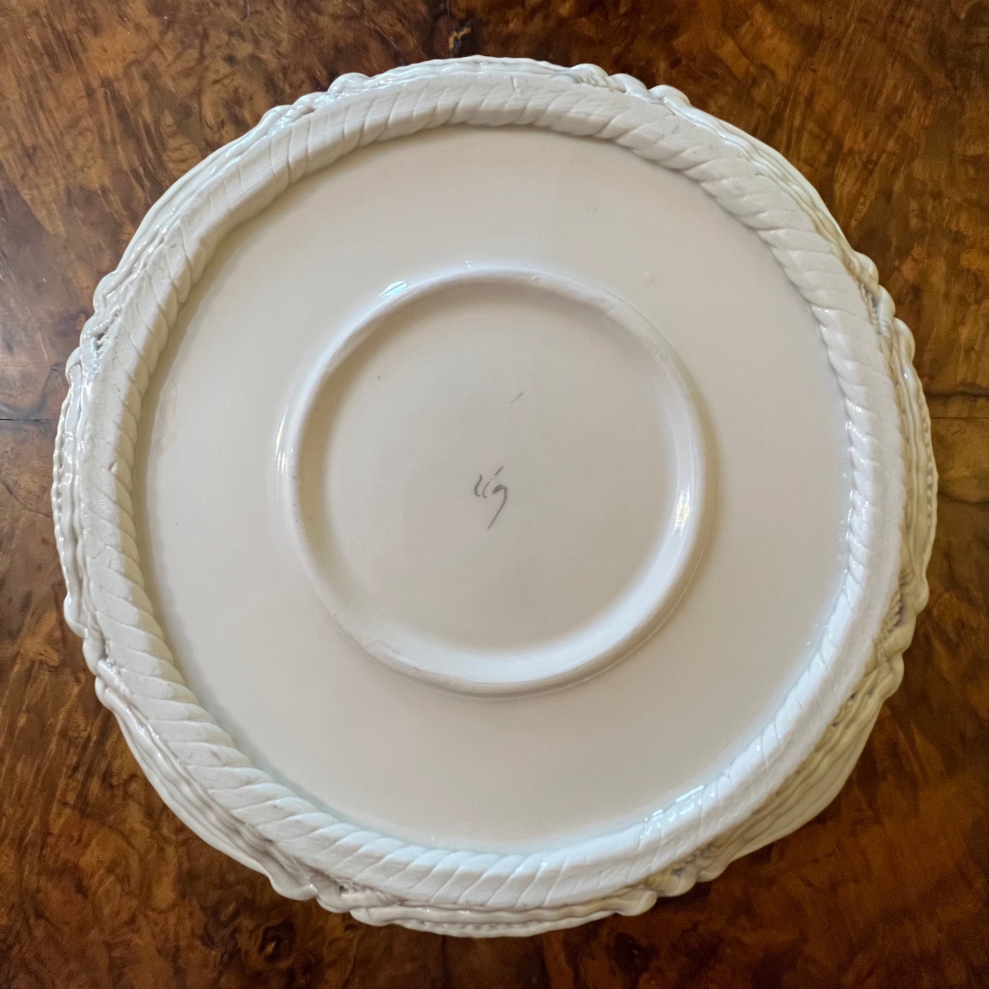 Vintage Ceramic Basket Weave Display Bowl