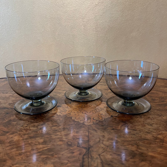 Vintage Crystal Smokey Grey Desert Bowls