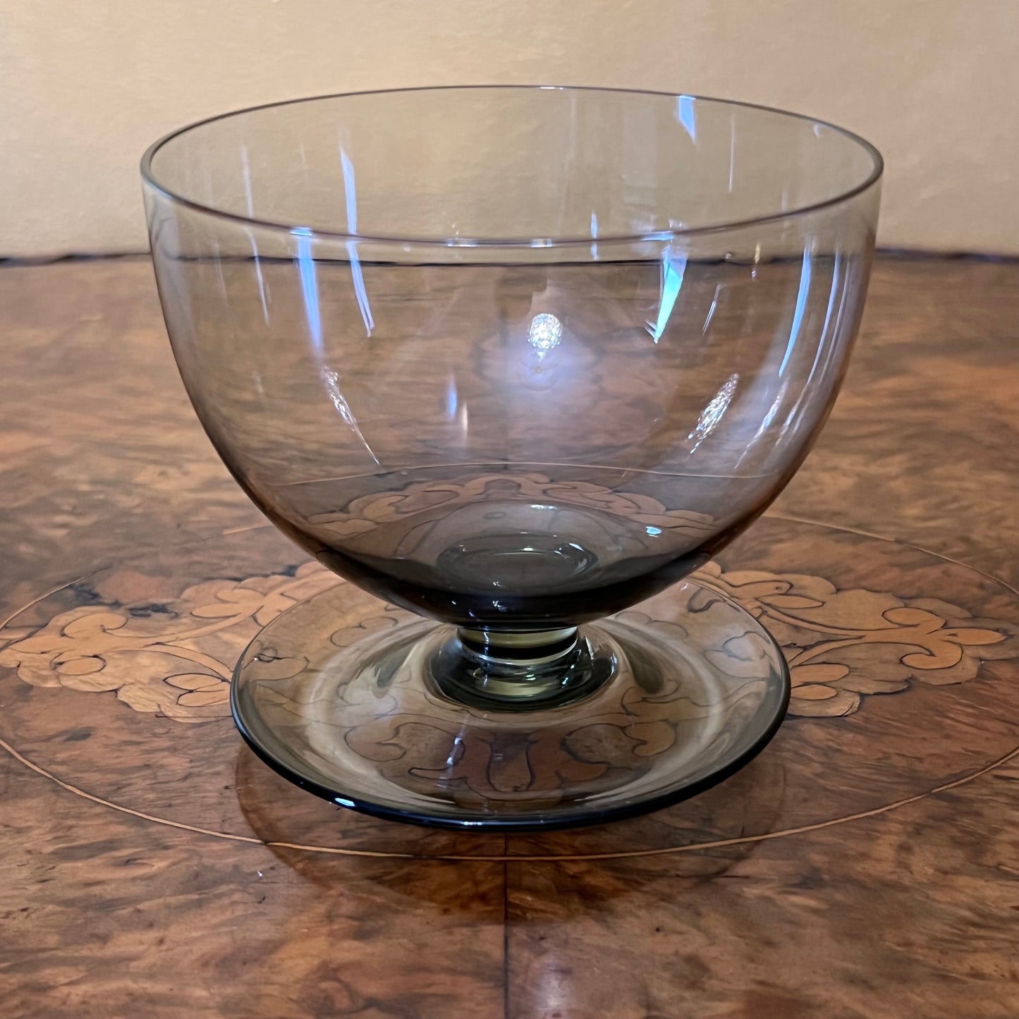 Vintage Crystal Smokey Grey Desert Bowls