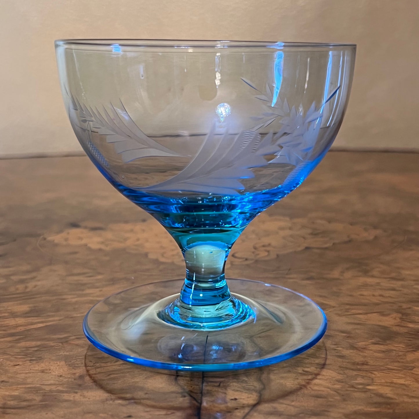 Vintage Crystal Etched Coloured Desert Bowls Set Of Six